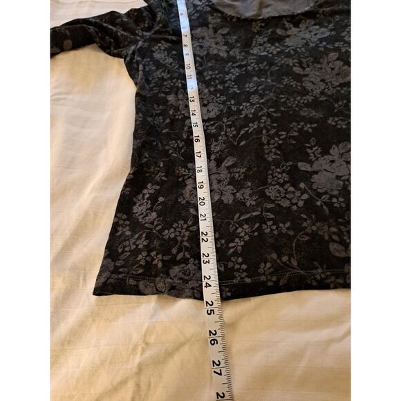Falls Creek Long Sleeved Shirt Gray on Black Floral Design Ladies Size XL Cotton - Picture 7 of 8